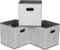 Fabric Storage Bins Cubes, Foldable Organizer with Handle, 11x11x11 Light Grey Cube Bins for Cloth Storage (Set of 3)