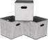 Fabric Storage Bins Cubes, Foldable Organizer with Handle, 11x11x11 Light Grey Cube Bins for Cloth Storage (Set of 3)
