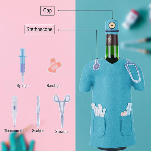 Nurse Gifts - Cool Christmas Gifts for Nurses, Wine Bottle Nurse Coat, Doctor Nurse Wine Bag for Celebrations