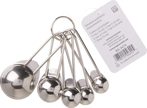 Prepworks by Progressive Stainless Steel Measuring Spoons - Set of 5, Silver