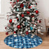 Christmas Tree Skirt, 48 inches Blue Buffalo Plaid with White Snowflake for Holiday Party Decorations