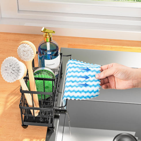 Countertop 304 9.25) Cisily Sponge Holder for Kitchen Sink, Sink Caddy Organizer with High Brush Holder, Kitchen