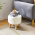 12.6" D12.6" W12.6" UHBD035W YMYNY Round Pouf Ottoman Small Foot Stool Faux Fur Foot Rest for Couch Modern Boho