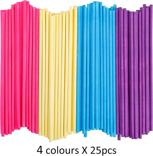 300 Pcs Colorful Cake Pops Making Tools, Larger Lollipop Sticks and Clear Bags - Augshy