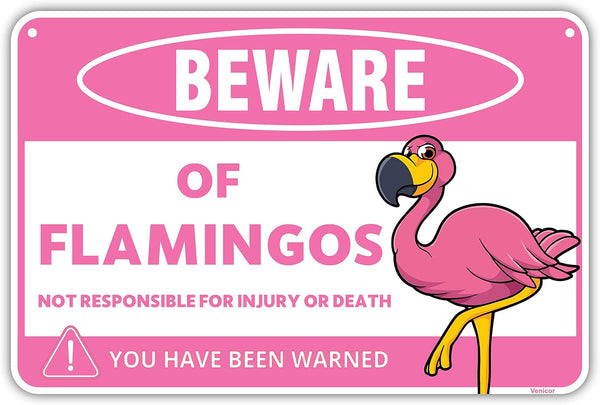 Venicor Flamingo Sign, 8 x 12 Inches Aluminum, Pink Flamingo Gifts for Women, Outdoor Wall Decor.