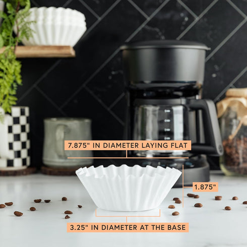 Tupkee Coffee Filters 4-6 Cups, 200 Count Junior Basket Style, Chlorine Free Paper Coffee Filter, Made in USA