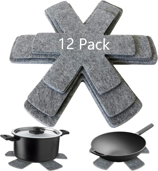 Pot and Pan Protectors Set of 12, 3 Different Sizes for Stacking and Protecting Your Cookware