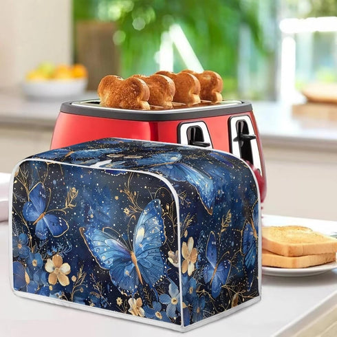 Butterfly Toaster Dust Cover 4 Slice, Washable Floral Anti-Sputtering Cover for Toasters and Bread Makers