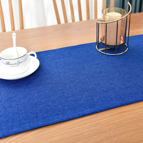 36 inches 13x36 Inch Farmhouse Rustic Table Runner Blue Faux Linen Double Layer Table Runners Thick Reversible Short