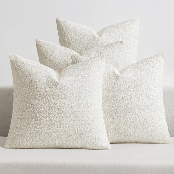 MIULEE Pack of 4 Decorative Textured Boucle Throw Pillow Covers 18x18 Inch