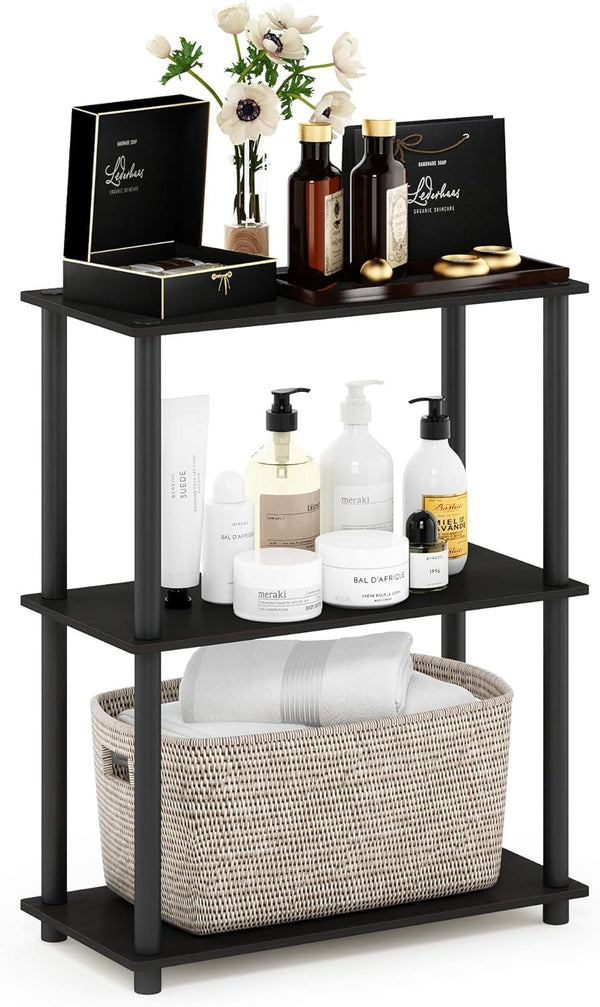 Furinno TURN-N-TUBE Storage Shelves, 3-Tier Book Shelf, Corner Shelf, Toolless Open Shelves,