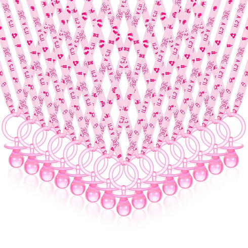 CHENGU 100 Pcs Baby Shower Favors Pacifiers Necklace, Acrylic Pacifiers Necklaces Bulk Favors