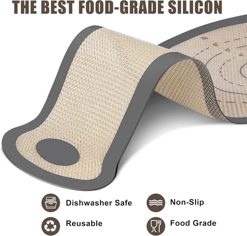 Sourdough Silicone Bread Sling, Non-Stick Dutch Oven Baking Mat with Longer Handles, Reusable Bread Mat Set