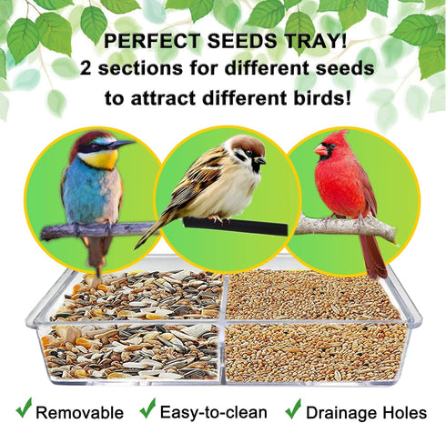 Window Bird Feeder, Clear Feeders with Strong Suction Cups for Outside Wild Birds