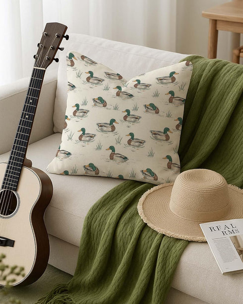 FGFK 18x18, Set 2 Farmhouse Mallard Duck Pillow Covers Mallard Duck Nursery Decor, Ducks Hunting Gifts Decorative Throw