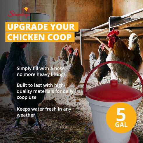 5 Stromberg's Gallon Bucket Waterer for Chicken Coops, Easy to Fill, Durable, Separate Legs for Elevation, Reduces