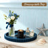 12in Handmade Decorative Tray for Coffee Table Tray Decor, Blue Wooden Decorative Round Tray for Kitchen, Living Room