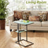 Katrawu C Shaped End Side Table, Couch Sofa Table for Small Space, Snack Table with Metal Frame, TV Tray Table for Bed