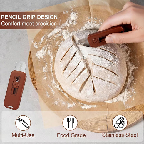 Uibkor 5 Bread Lame Dough Scoring Tool, Upgraded Lame Bread Tool, Extractable Sourdough Scoring Tool, Bread Scoring