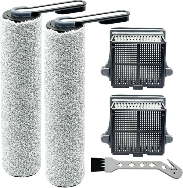 Brush Rollers and Filters Replacement for Tineco iFLOOR 5 Breeze Complete Vacuum Cleaner, 2 Brush Rollers + 2 Filters
