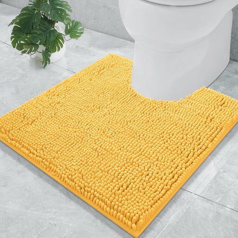 smiry Chenille U-Shaped Toilet Bathroom Rugs, Soft Absorbent Non-Slip Contoured Rugs, Machine Washable Bath Mats for