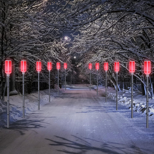 4 Macarrie Pcs Solar Powered Driveway Markers Reflective Lights Driveway Reflectors on Poles for Snow Road Outdoor Yard