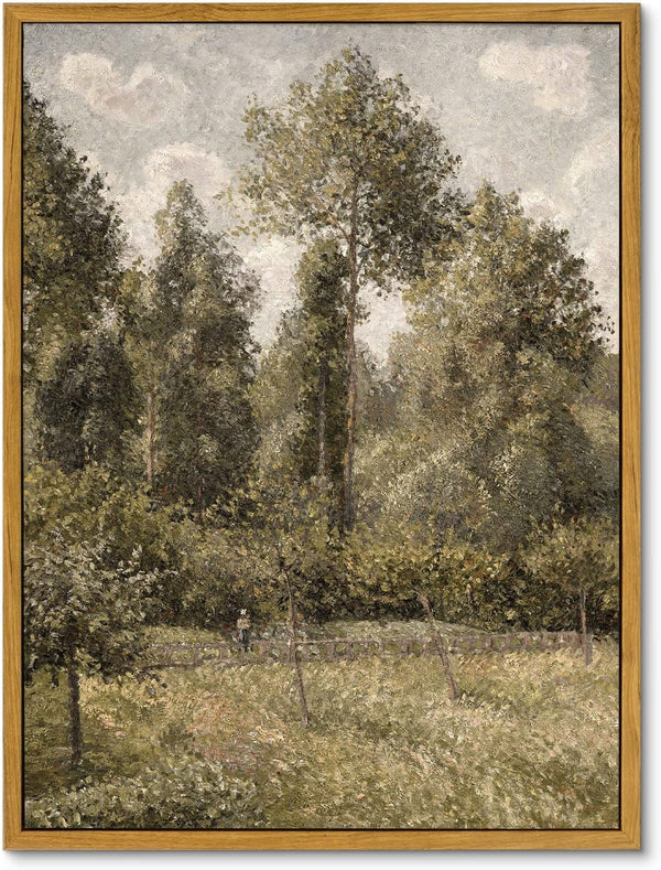 InSimSea Framed Canvas Prints Vintage Decor, Classical Artwork by Camille Pissarro, 12"x16" Wall Art