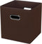 Black Foldable Storage Cubes, Fabric Storage Box Bins with Dual Handles for Home Organization (Coffee)