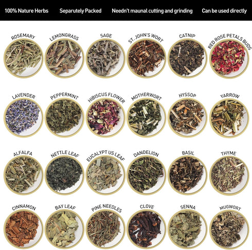 HNSHAG 24pack Witchcraft Supplies Herbs and Flowers Kit, Dried Herb for Spell Jars, Witchy Beginners, Witchcraft Altar