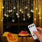 Aprjv String Lights LED Curtain Light, 96 LED Fairy Hanging String Lights Waterproof