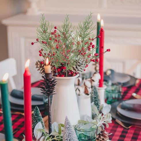 Alpurple 25 PCS Artificial Pine Branches, 13.7 Inches Fake Greenery Plants Pine Sprigs for DIY Garland Crafts Christmas