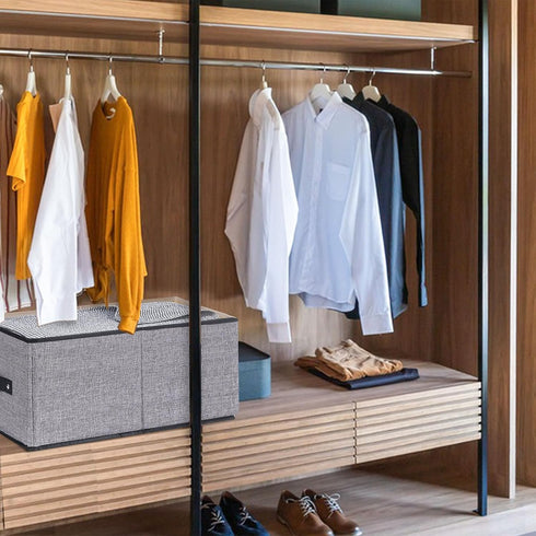 Clothing Storage Bins, 16.1 × 9.8 × 6.5 inches Closet Bin with Handles, Foldable Fabric Containers for Organizing