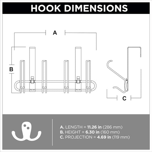 Franklin Brass OTDW04F-NIC-C 4-Hook Wire Over The Door Storage Rack, Nickel Finish