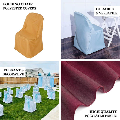 1 Set Efavormart Gold Linen Polyester Folding Chair Covers for Dining Chairs Party Wedding Banquet Outdoor Event