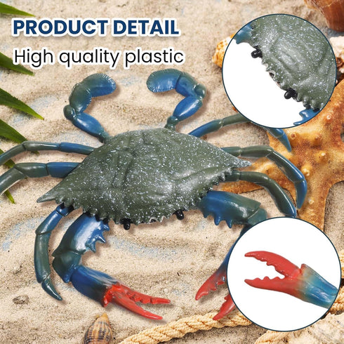 6 Inch RAYNAG Fake Plastic Blue Crab, Simulated Sea Animal Crab Figurine for Aquarium, Home Party Decor