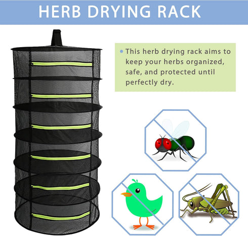 2 6 Tanzfrosch PCS Herb Drying Rack Layers Mesh Hanging with Zipper Opening, Herb Dry Net for Drying Herb Plant Bud