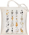 Louise Maelys Canvas Tote Bag for Women Cute Cat Aesthetic Cotton School Shopping Beach