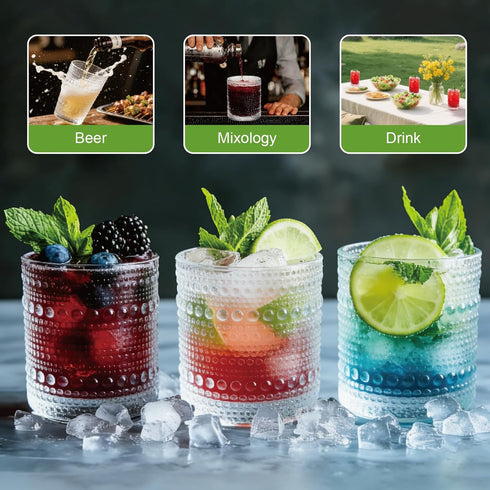 JYlanglin Set 8Includes 12-ounce 10-ounce Set Hobnail Drinking Glasses of beer glasses and cocktail glasses.Kitchen