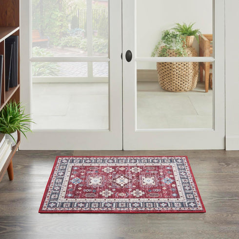 Nourison Fulton Tribal Red 2' x 3' Area -Rug, Easy -Cleaning, Non Shedding, Bed Room, Living Room, Dining Room, Kitchen (2x3) by Nourison