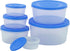 MILTON Mixing Bowl Set with Lids; Kitchen Food Storage Containers, Plastic Airtight Nesting Stackable Meal Prep, 6 Bowls & 6 Covers; No Spill Leakproof Lightweight - for Baking, Salad, Picnic (Blue)