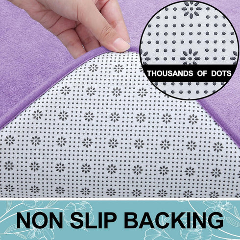smiry Memory Foam Bath Mat 30" x 20", Extra Soft Absorbent Non Slip Bathroom Rug for Shower Floors, Purple