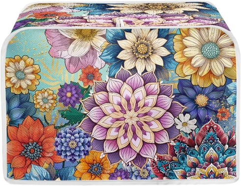 UNICEU Boho Flower Bright Blossom 2 Slice Quilted Toaster Cover, Dust-proof Kitchen Small Appliance Dust Cover