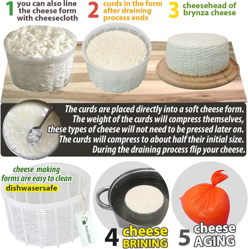 6 1.25QT pcs Soft Cheese Mold for Cheese Making - Small Cheese Mold - Homemade Cheese Making Supplies - Cream Cheese