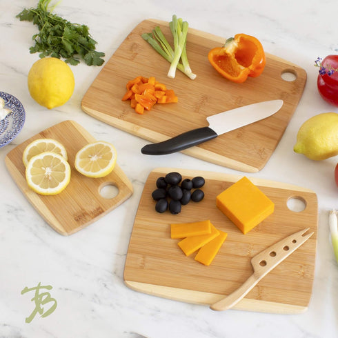 Totally Bamboo 3-Piece Two-Tone Serving and Cutting Board Set