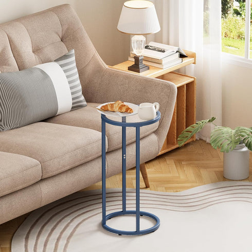 Easy Paws C Table Side End Table, Small Round Couch Sofa Tray Snack Table for Living Room, Bedroom,Accent Coffee