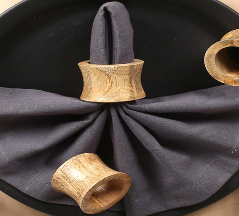 Rustic Wooden Napkin Rings Set of 12, Handmade Natural Wood Napkin Holders for Table Decor, Farmhouse Dining, Weddings