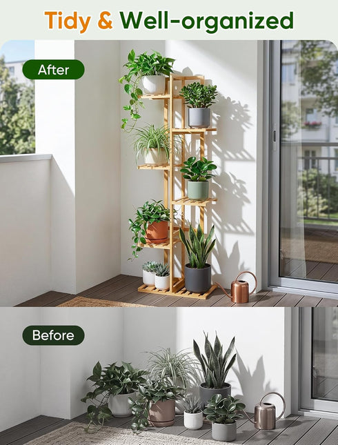 48 Inch 6 7 ROSSNY Talll Plant Stand Indoor, Tier Potted Bamboo Plant Stands for Indoor Plants, Corner Plant Stand