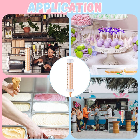 2 16'' 3'' 2 Tioncy Pcs Ice Cream Cone Dispenser Waffle Cones Holder L x Dia with Gaskets for Ice Cream Wall Mount