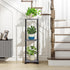 3 HAYOFAMY Tier Tall Plant Stand Indoor with Wheels, Movable Plant Shelf Metal Wood Multiple, Flower Pot Holder