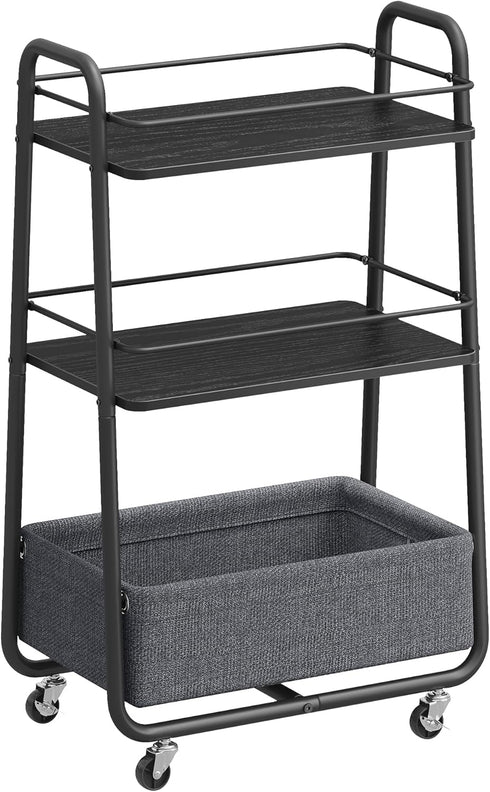VASAGLE LILEA Collection - Storage Cart with Fabric Basket, 3-Tier Rolling Utility